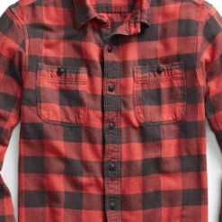 RRL By Ralph Lauren Farrell Workshirt Twill Plaid L/S Red / Black -Clothing Store RRL by Ralph Lauren Farrell Workshirt Twill Plaid LS Red Black 16387 3 1