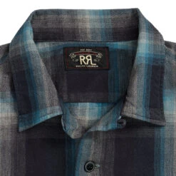 RRL By Ralph Lauren Plaid Jaspe Twill Camp Workshirt Black/Blue -Clothing Store RRLbyRalphLaurenPlaidJaspeTwillCampWorkshirtBlackBlue30064 4