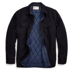 RRL By Ralph Lauren Quilted Wool Melton Overshirt Navy / Blue -Clothing Store RRLbyRalphLaurenQuiltedWoolMeltonOvershirtNavyBlue 5